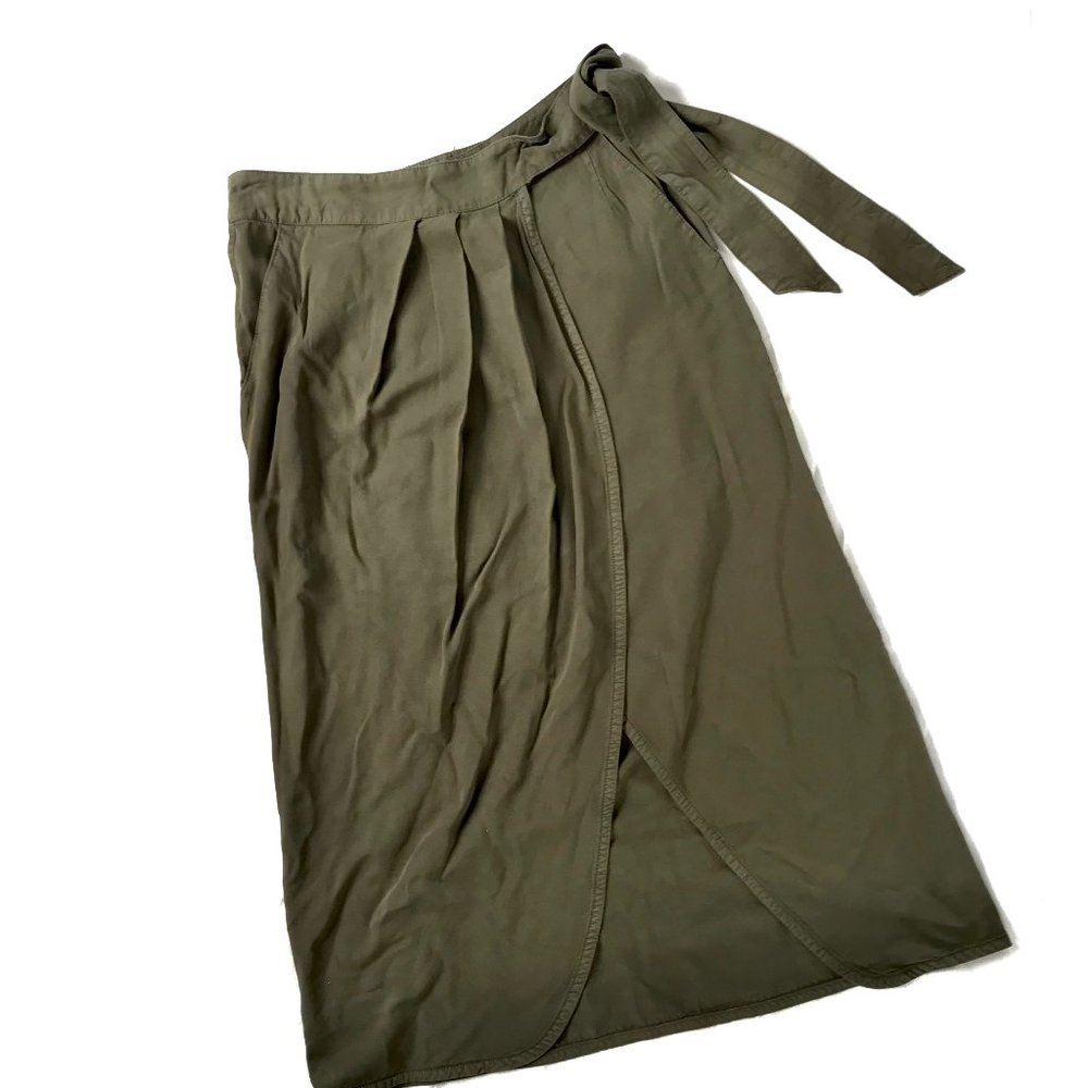 H&M Midi Khaki Wrap Skirt